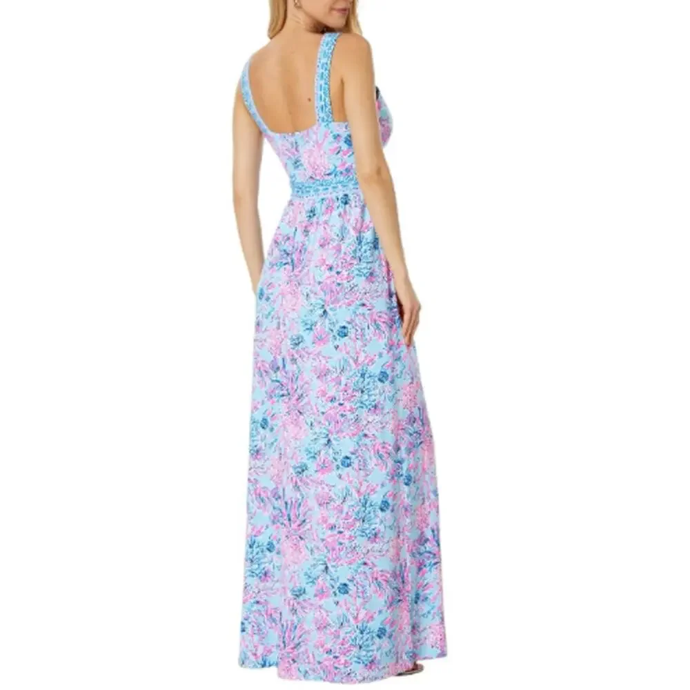 Lilly Pulitzer Women's Celestial Blue Serena V-Neck Maxi Dress Size 6 - Picture 2 of 7